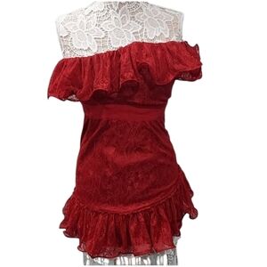 Pearl by Georgina chapman marchesa lace Ruffle strapless dress size 2